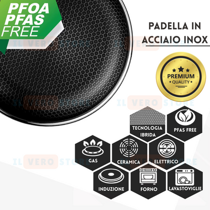 PADELLA ANTIADERENTE 32CM © - ACCIAIO INOX ANTIGRAFFIO