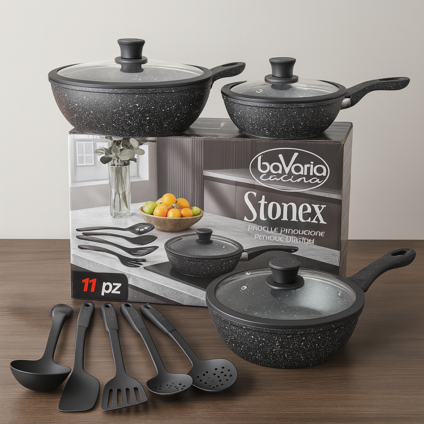 TRIS PENTOLE BAVARIA + UTENSILI ©